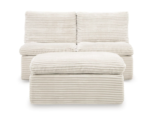 Fannin Ivory Armless Chair with Ottoman