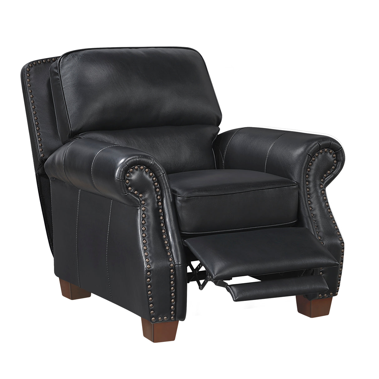 Remington Black Push Back Leather Reclining Chair from Homelegance - Luna Furniture