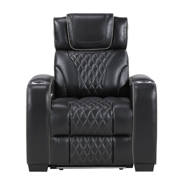 Apex Black Leather Power Reclining Chair