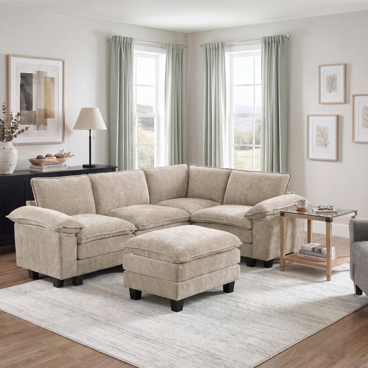 Dublin Taupe 5-Piece Modular Sectional with Ottoman from Homelegance - Luna Furniture