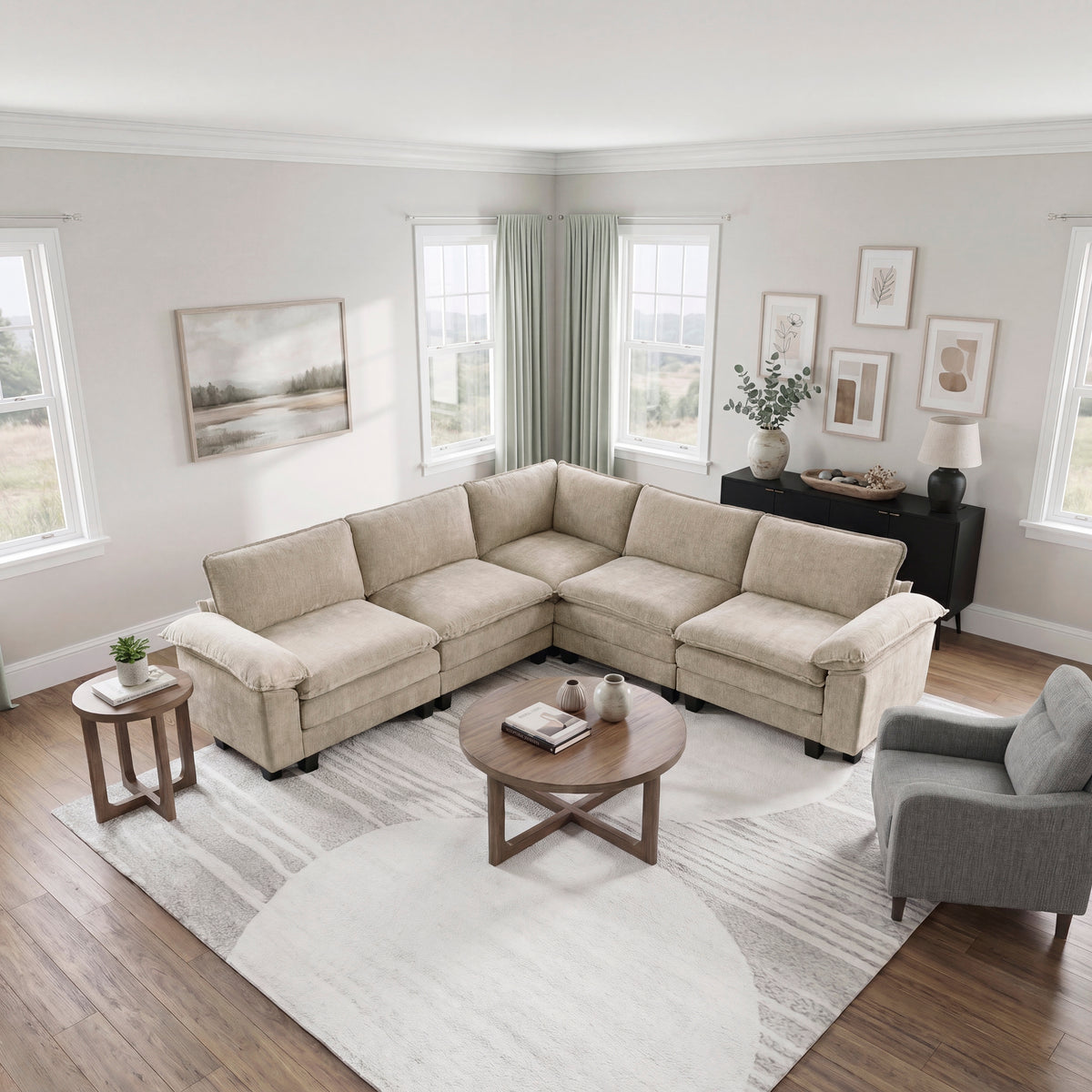 Dublin Taupe 5-Piece Modular Sectional from Homelegance - Luna Furniture