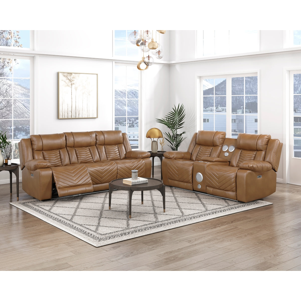 Huron Brown 2-Piece Power Reclining Living Room Set from Homelegance - Luna Furniture