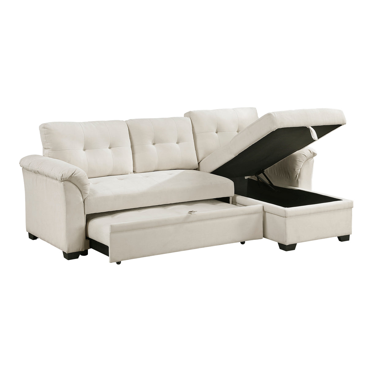 Elara Beige 2-Piece Reversible RAF Sectional with Hidden Storage and Pull-out Bed from Homelegance - Luna Furniture