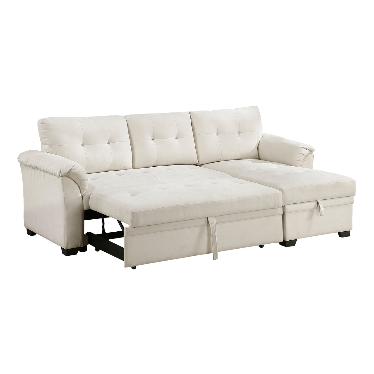 Elara Beige 2-Piece Reversible RAF Sectional with Hidden Storage and Pull-out Bed from Homelegance - Luna Furniture