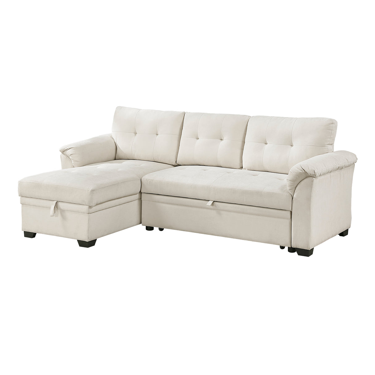 Elara Beige 2-Piece Reversible RAF Sectional with Hidden Storage and Pull-out Bed from Homelegance - Luna Furniture