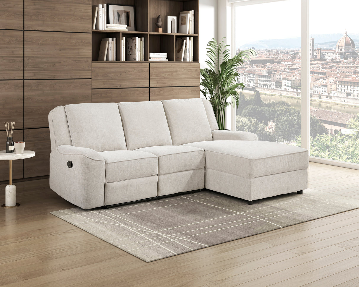 Monterey Beige Chenille Reclining Sectional with Right Chaise from Homelegance - Luna Furniture