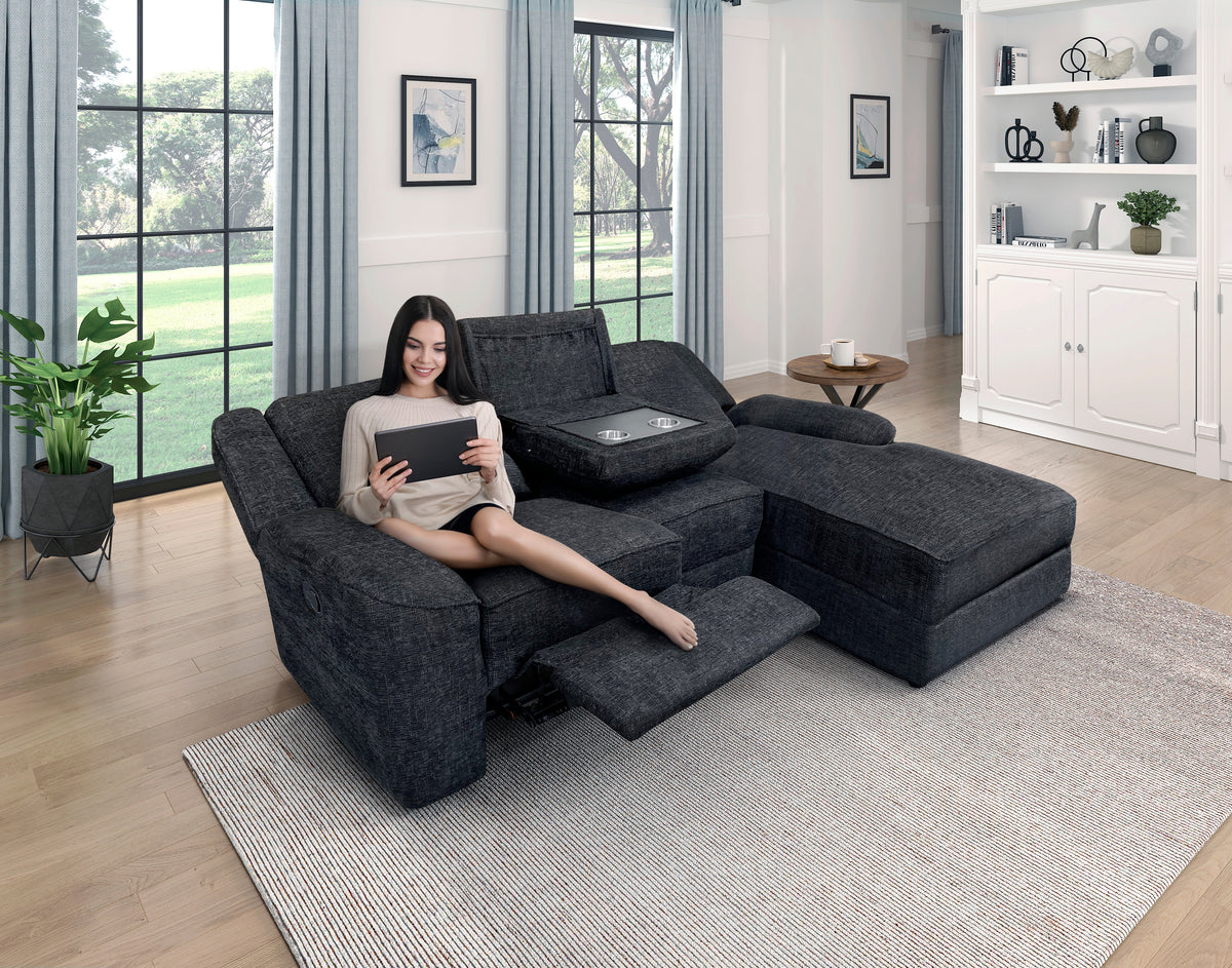 Hazen Black Double Reclining Loveseat with Center Console from Homelegance - Luna Furniture
