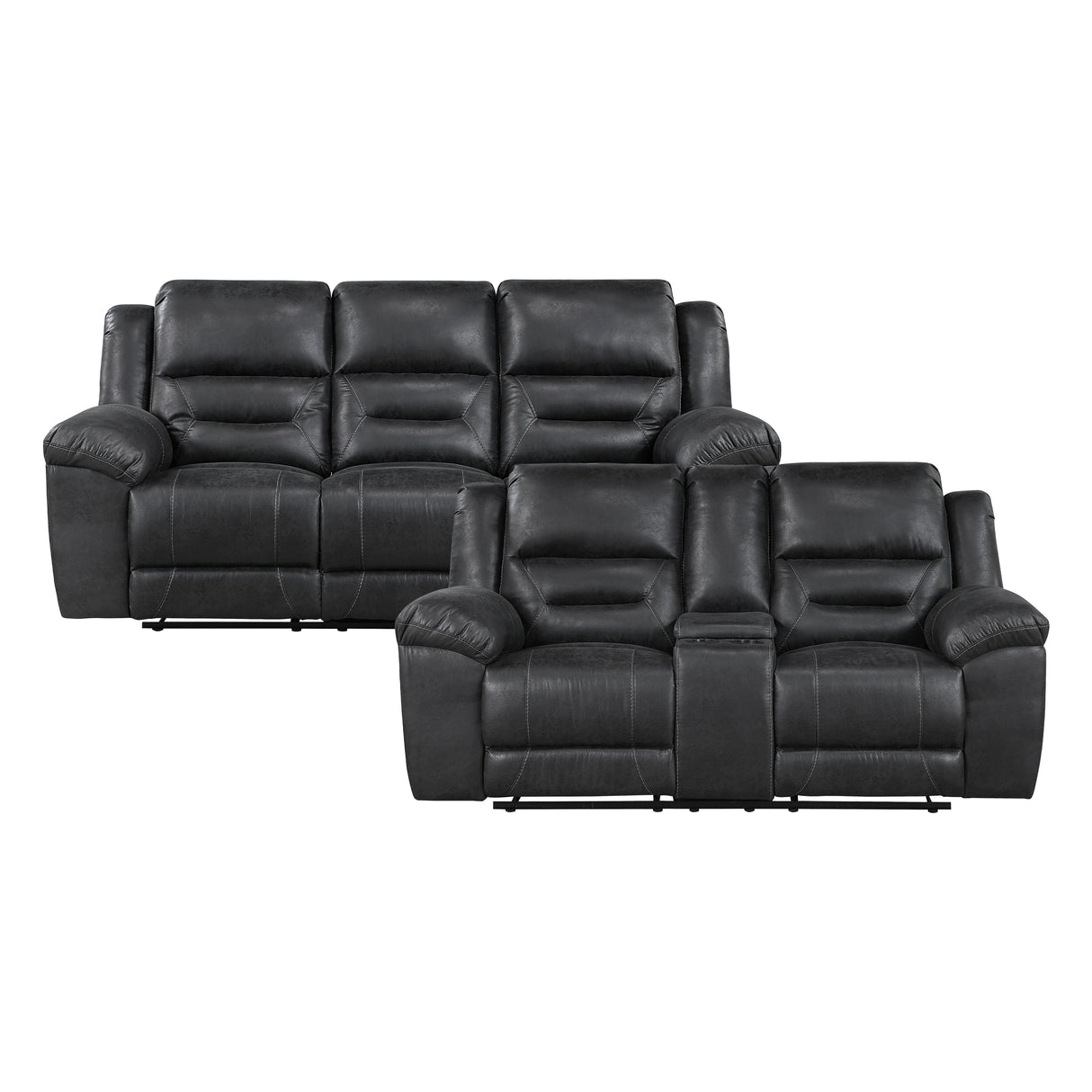 Hazen Black Double Reclining Loveseat with Center Console from Homelegance - Luna Furniture