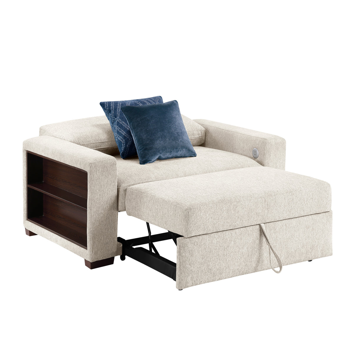8548BE-215ACLA2* (2)CONVERTIBLE CHAIR AND HALF WITH PULL-OUT BED, CLICK MOTION BACK, TWO ARMS WITH SHELVES AND CHARGING PORTS from Homelegance - Luna Furniture