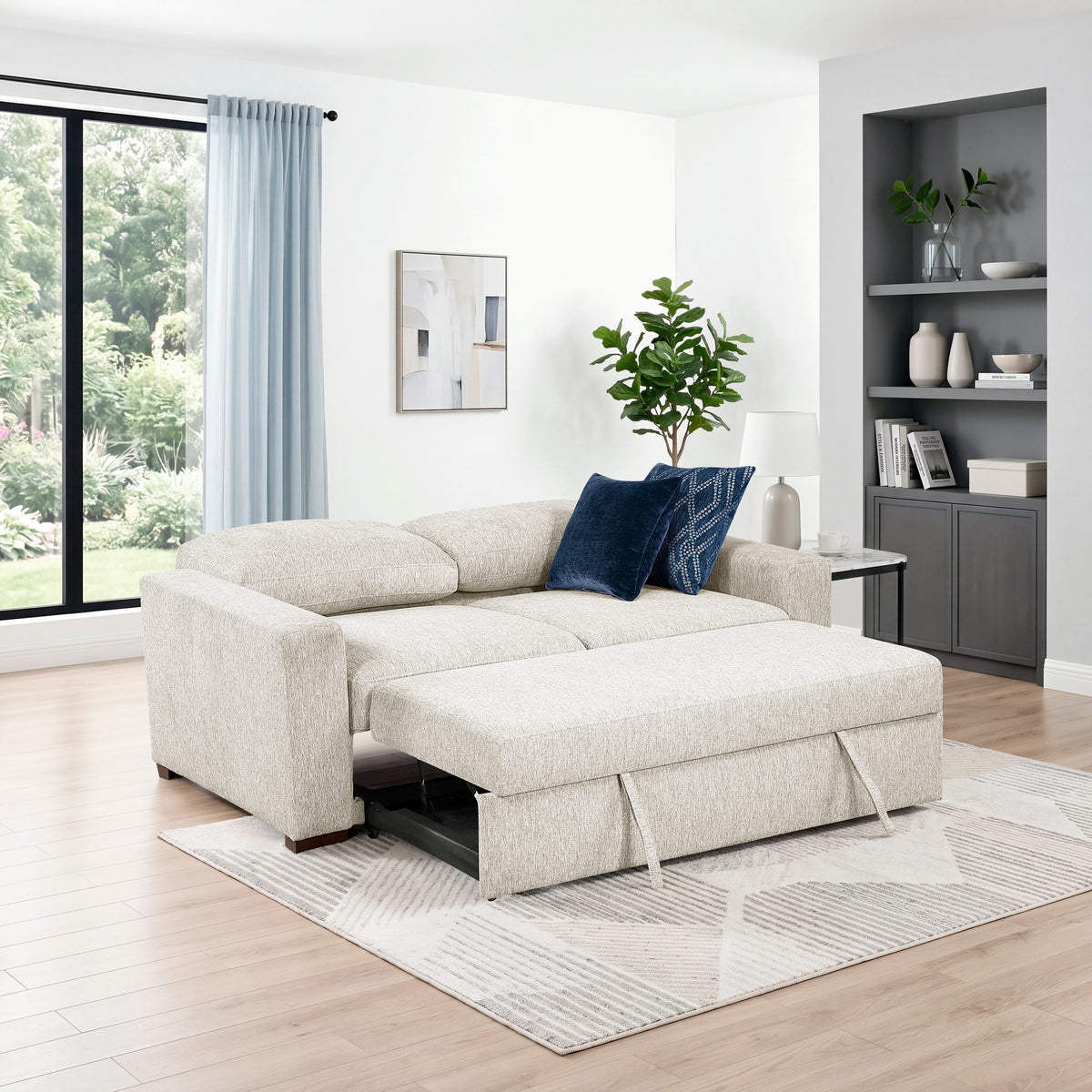 Isla Beige Loveseat with Pull-out Bed and Click Motion Back from Homelegance - Luna Furniture