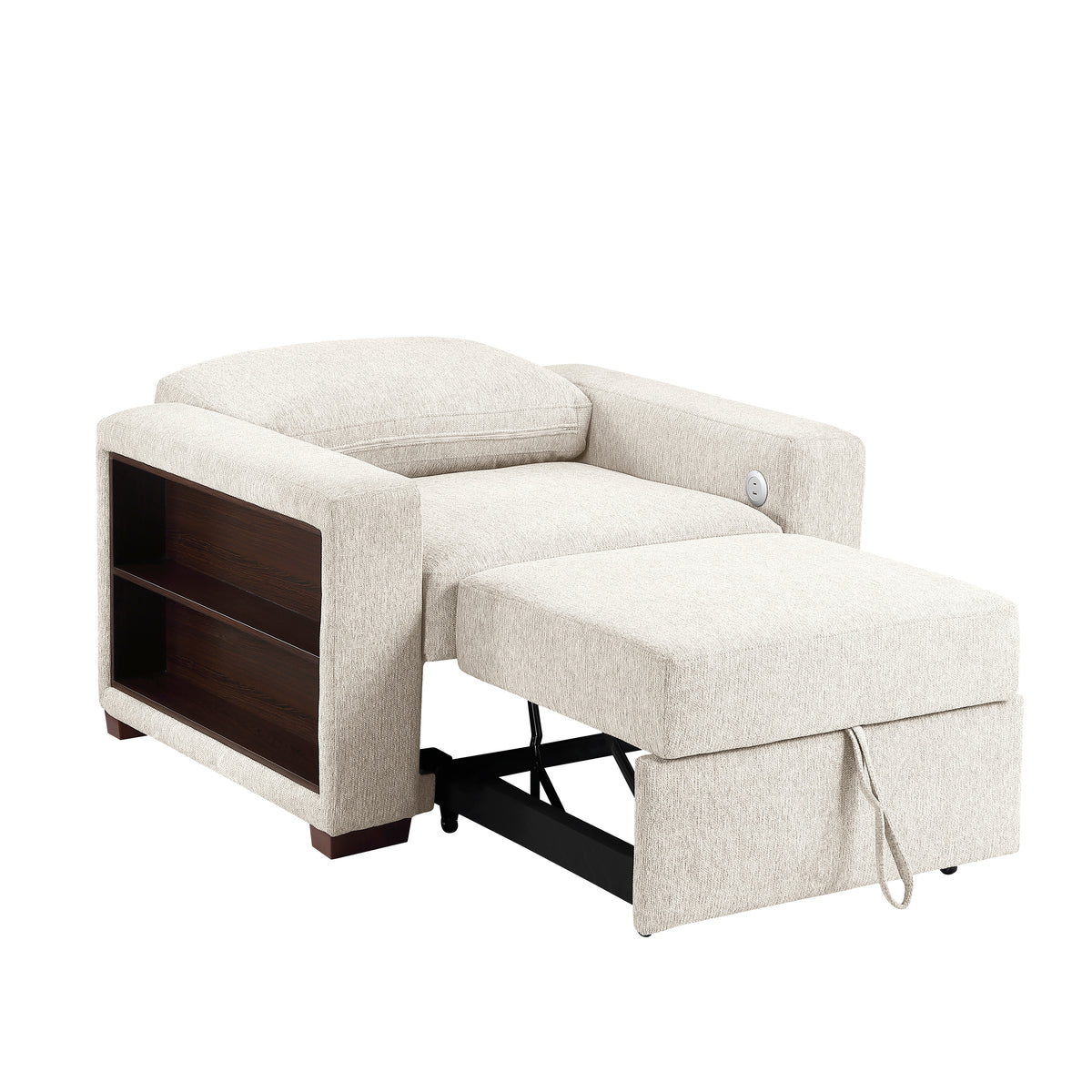 8548BE-2ACCLA2* (2)CONVERTIBLE CHAIR WITH PULL-OUT BED, CLICK MOTION BACK, TWO ARMS WITH SHELVES AND CHARGING PORTS from Homelegance - Luna Furniture