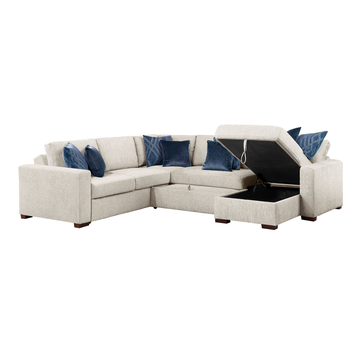 8548BE*5SC15ACLA (5)4-PIECE SECTIONAL WITH REVERSIBLE CHAISE, PULL-OUT BED, HIDDEN STORAGE AND CLICK MOTION BACK from Homelegance - Luna Furniture