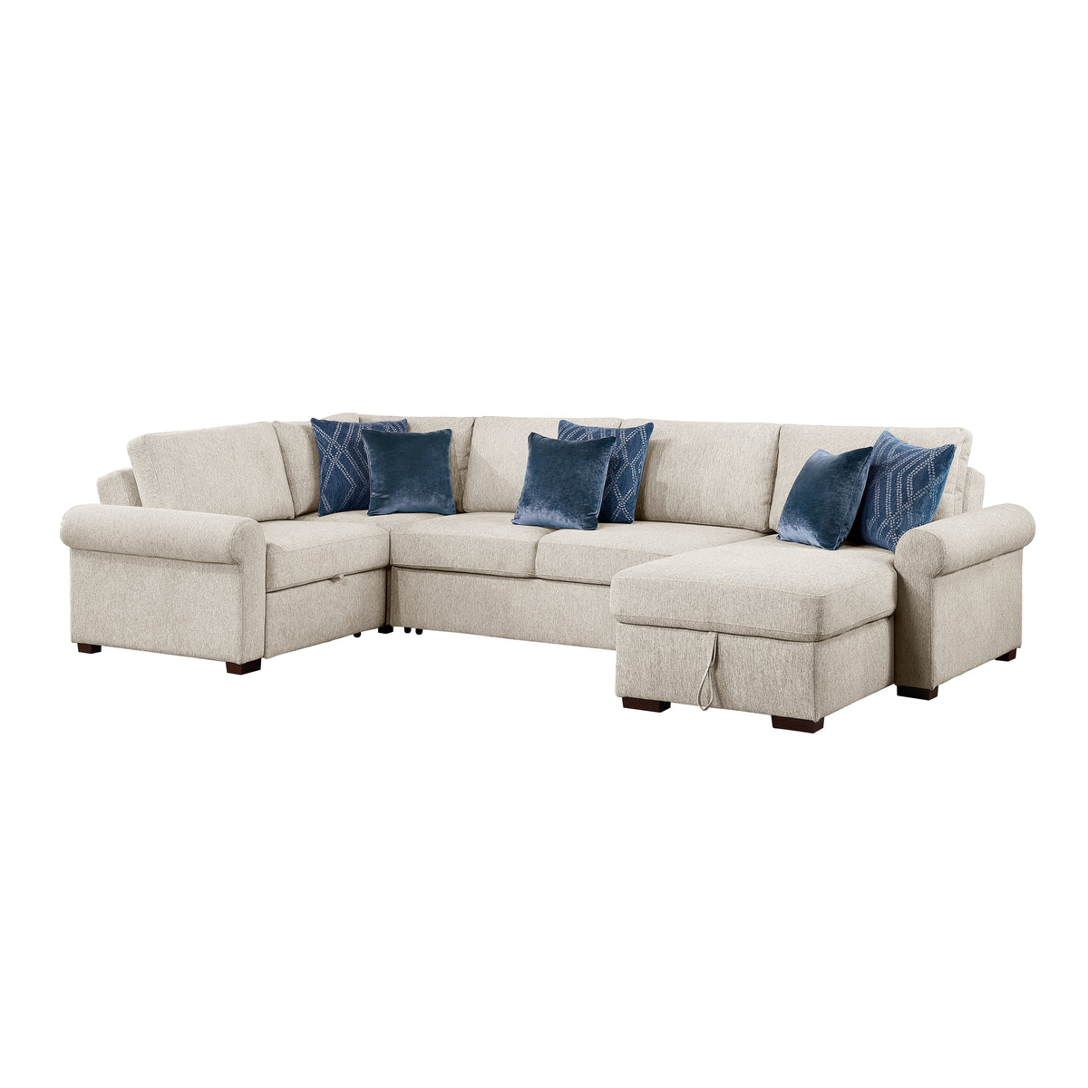 8548BE*5SCACCLA4 (5)4-PIECE SECTIONAL WITH REVERSIBLE CHAISE, PULL-OUT BED, HIDDEN STORAGE AND CLICK MOTION BACK from Homelegance - Luna Furniture
