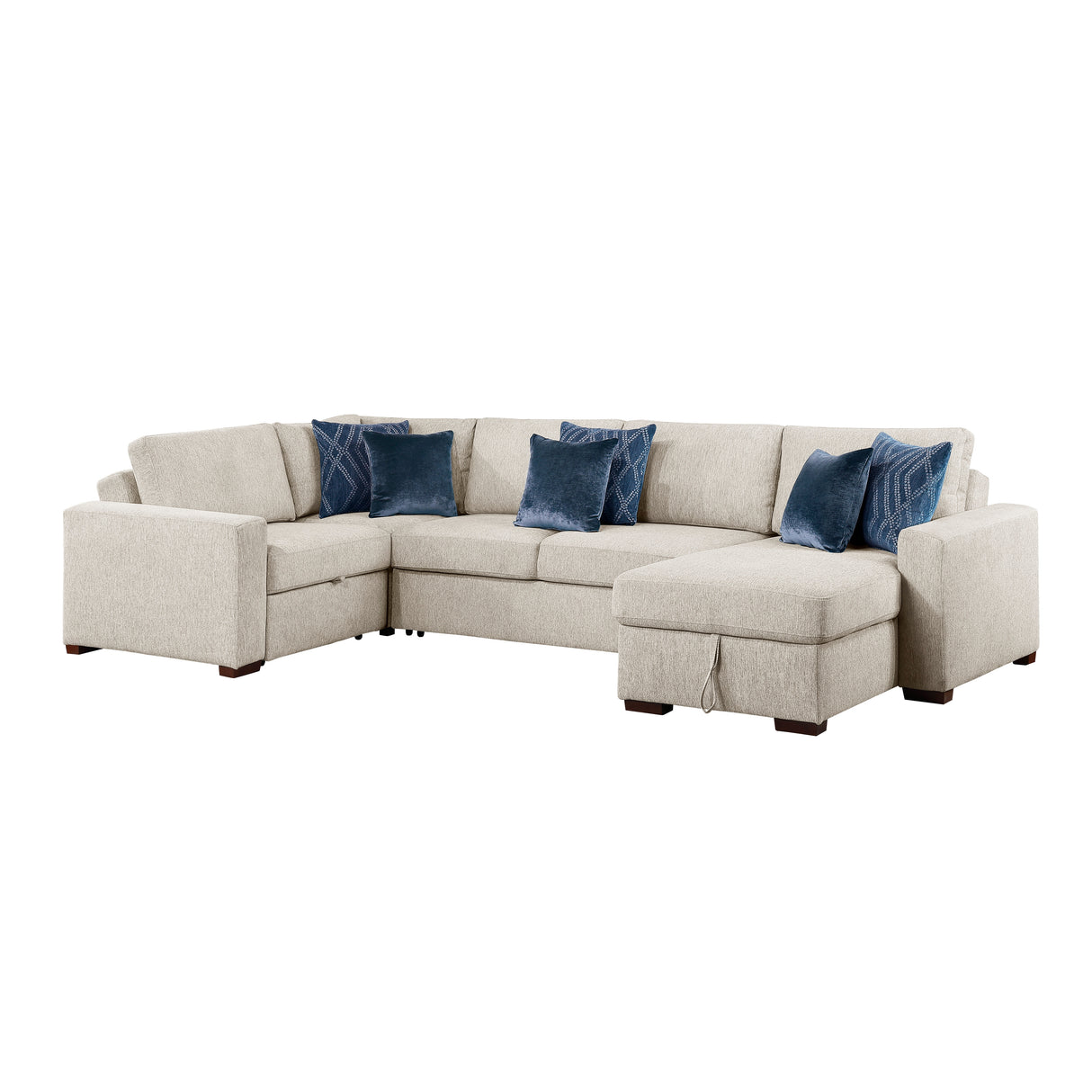 8548BE*5SCACCLA (5)4-PIECE SECTIONAL WITH REVERSIBLE CHAISE, PULL-OUT BED, HIDDEN STORAGE AND CLICK MOTION BACK from Homelegance - Luna Furniture