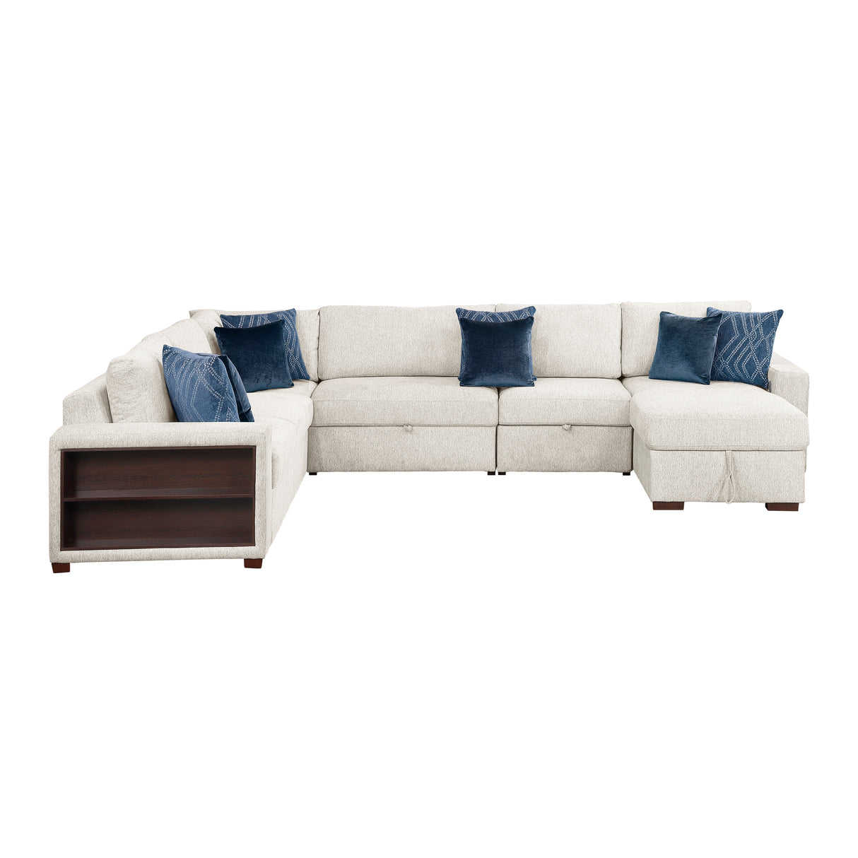 8548BE*6SC15ACLA2 (6)5-PIECE SECTIONAL WITH REVERSIBLE CHAISE, PULL-OUT BED, HIDDEN STORAGE AND CLICK MOTION BACK from Homelegance - Luna Furniture