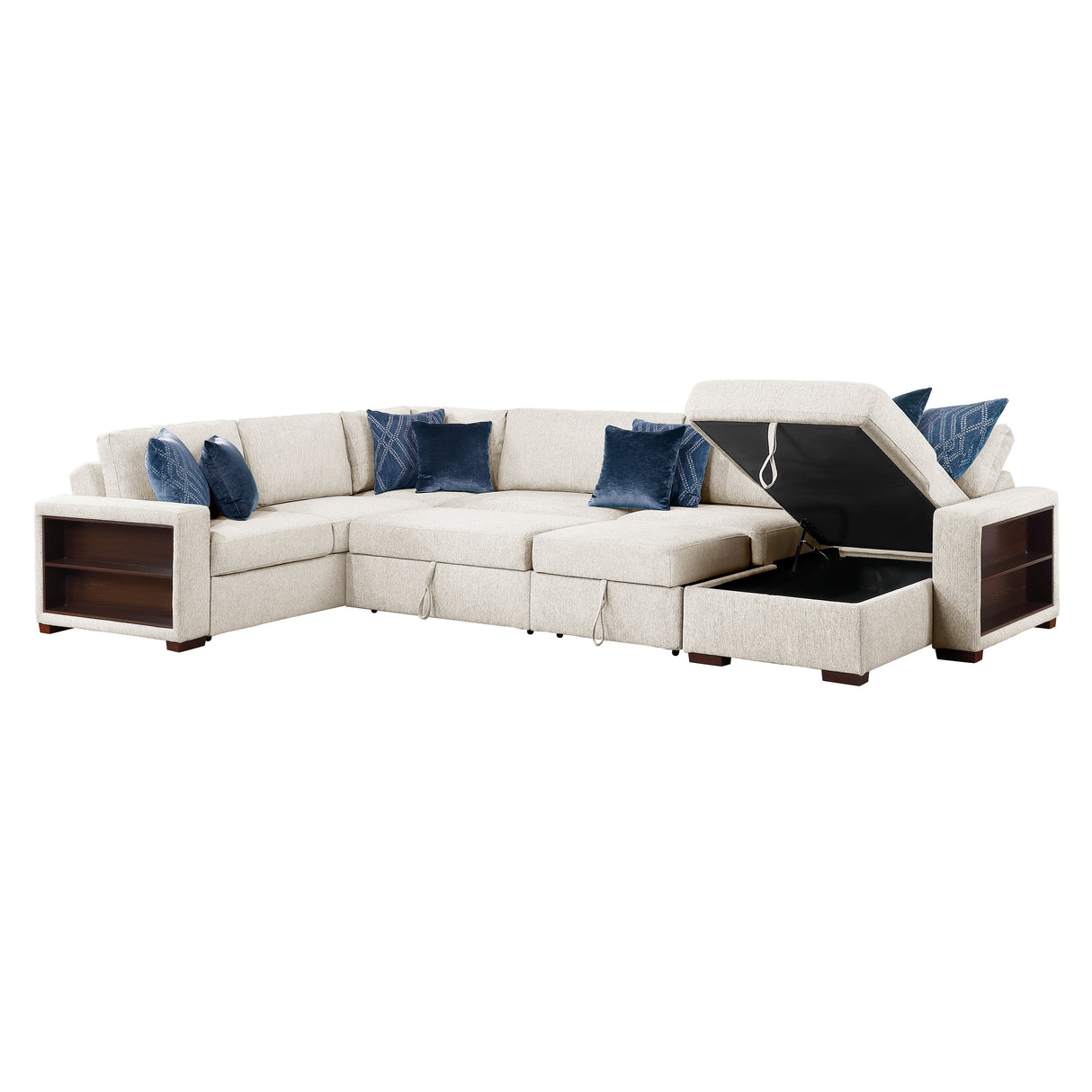 8548BE*6SC15ACLA2 (6)5-PIECE SECTIONAL WITH REVERSIBLE CHAISE, PULL-OUT BED, HIDDEN STORAGE AND CLICK MOTION BACK from Homelegance - Luna Furniture