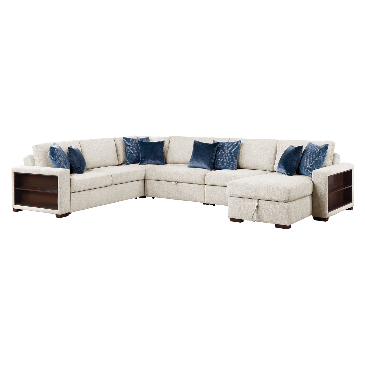 8548BE*6SC15ACLA2 (6)5-PIECE SECTIONAL WITH REVERSIBLE CHAISE, PULL-OUT BED, HIDDEN STORAGE AND CLICK MOTION BACK from Homelegance - Luna Furniture