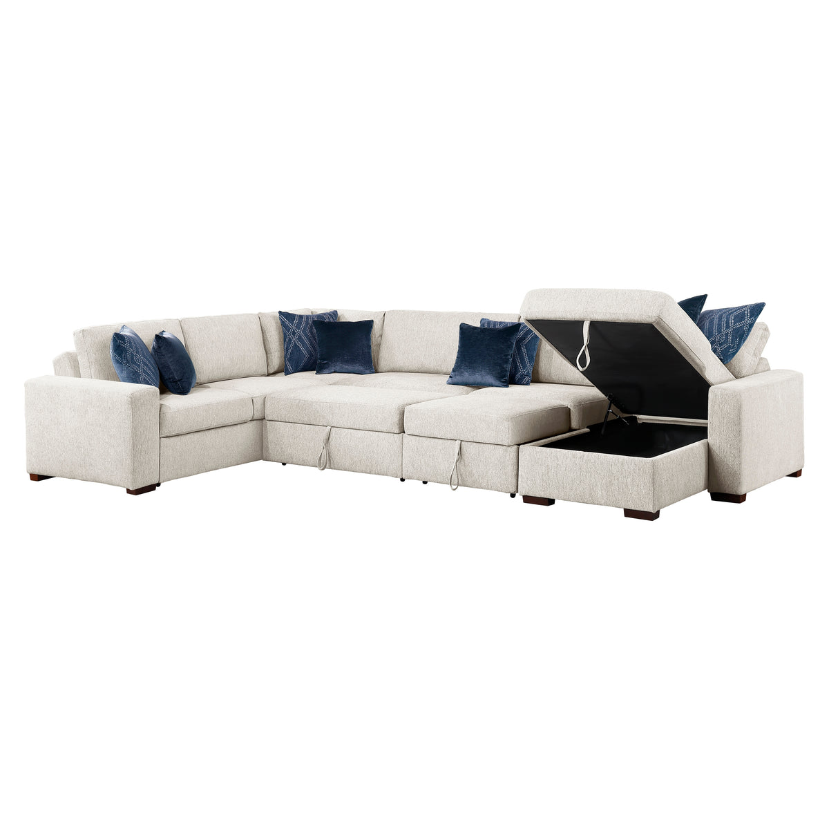 8548BE*6SC15ACLA (6)5-PIECE SECTIONAL WITH REVERSIBLE CHAISE, PULL-OUT BED, HIDDEN STORAGE AND CLICK MOTION BACK from Homelegance - Luna Furniture