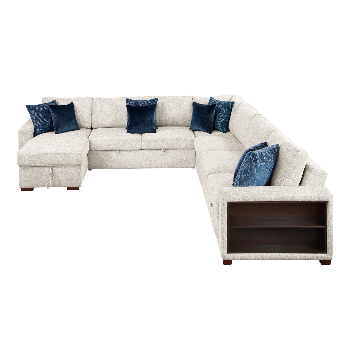 8548BE*6SCACCLA2 (6)5-PIECE SECTIONAL WITH REVERSIBLE CHAISE, PULL-OUT BED, HIDDEN STORAGE AND CLICK MOTION BACK from Homelegance - Luna Furniture