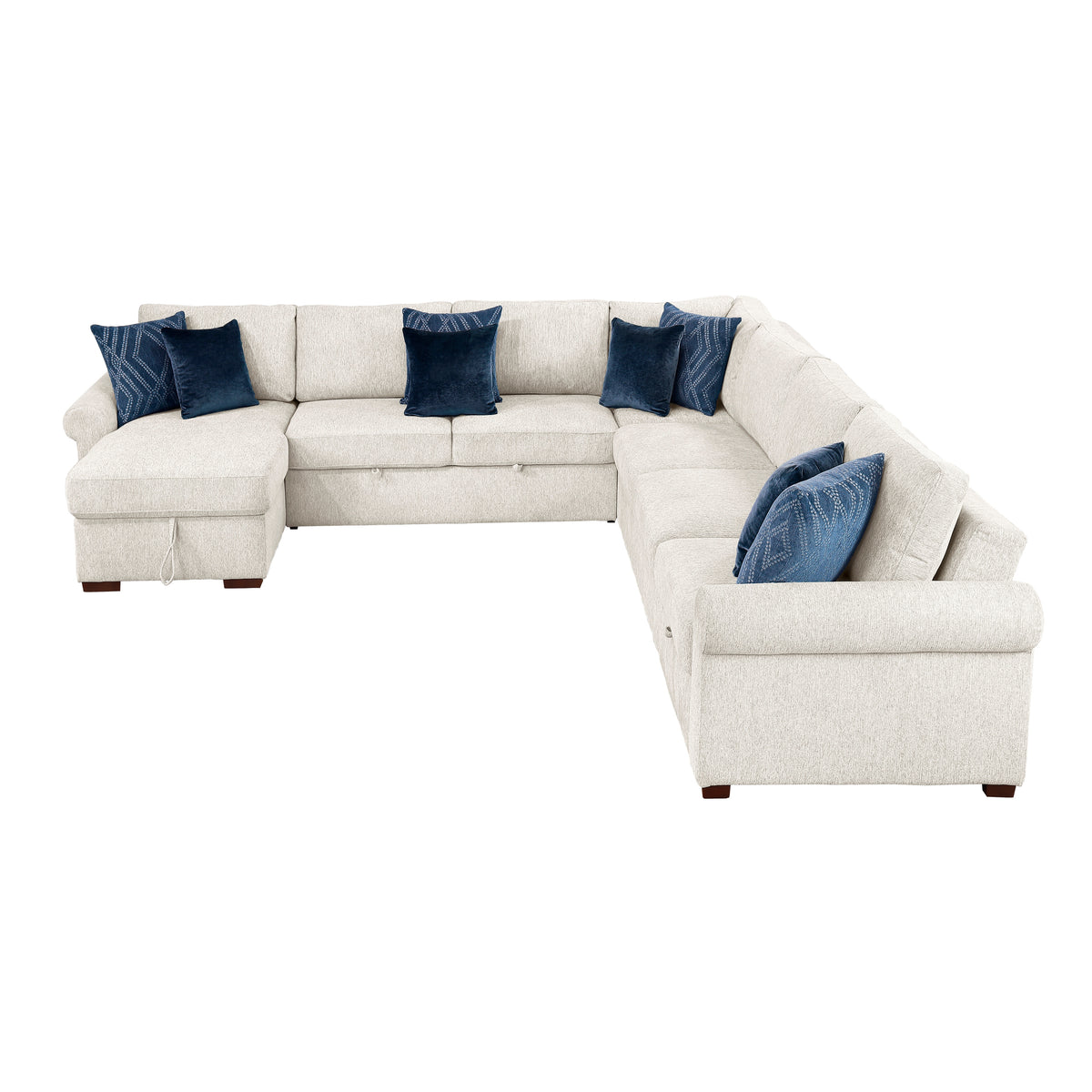 8548BE*6SCACCLA4 (6)5-PIECE SECTIONAL WITH REVERSIBLE CHAISE, PULL-OUT BED, HIDDEN STORAGE AND CLICK MOTION BACK from Homelegance - Luna Furniture