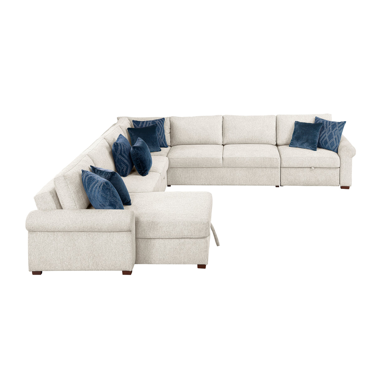 8548BE*6SCACCLA4 (6)5-PIECE SECTIONAL WITH REVERSIBLE CHAISE, PULL-OUT BED, HIDDEN STORAGE AND CLICK MOTION BACK from Homelegance - Luna Furniture