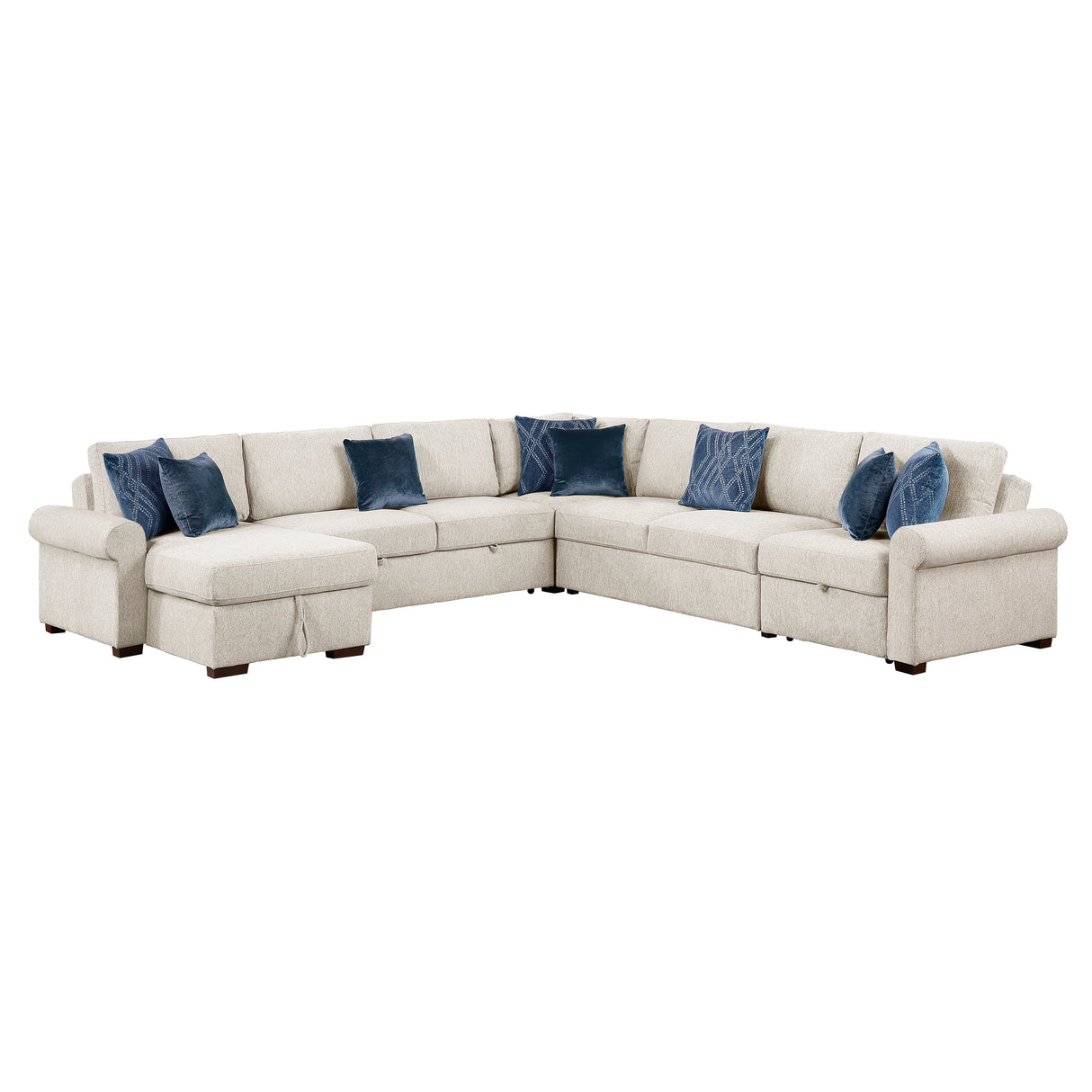 8548BE*6SCACCLA4 (6)5-PIECE SECTIONAL WITH REVERSIBLE CHAISE, PULL-OUT BED, HIDDEN STORAGE AND CLICK MOTION BACK from Homelegance - Luna Furniture