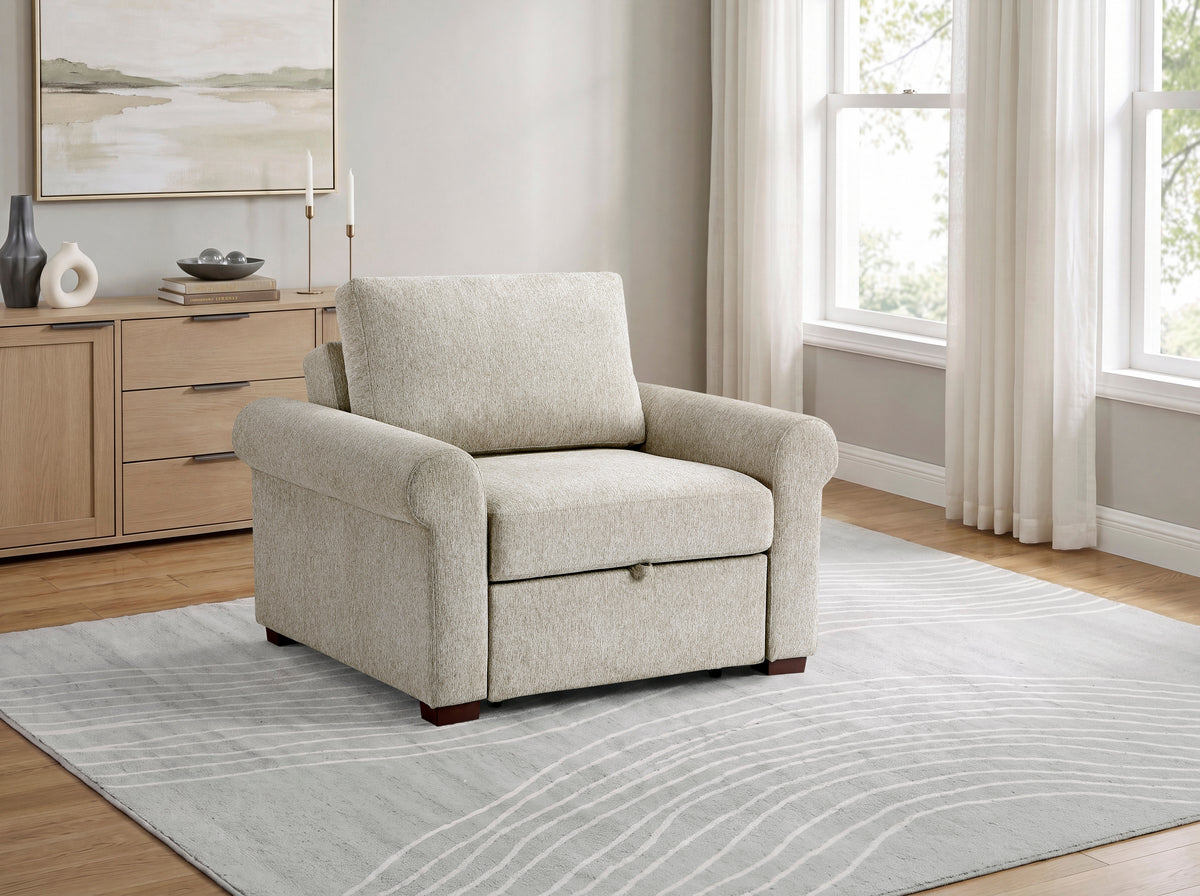 8548-2ACCLA4* (2)CONVERTIBLE CHAIR WITH PULL-OUT BED, CLICK MOTION BACK AND TWO ROLL ARMS from Homelegance - Luna Furniture