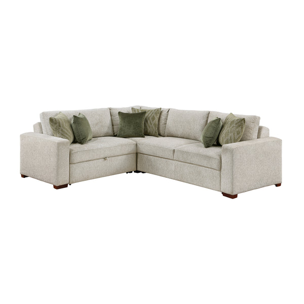 Isla Sage Sand 3-Piece L-Shaped Microfiber Sleeper Sectional with Click-Motion Back