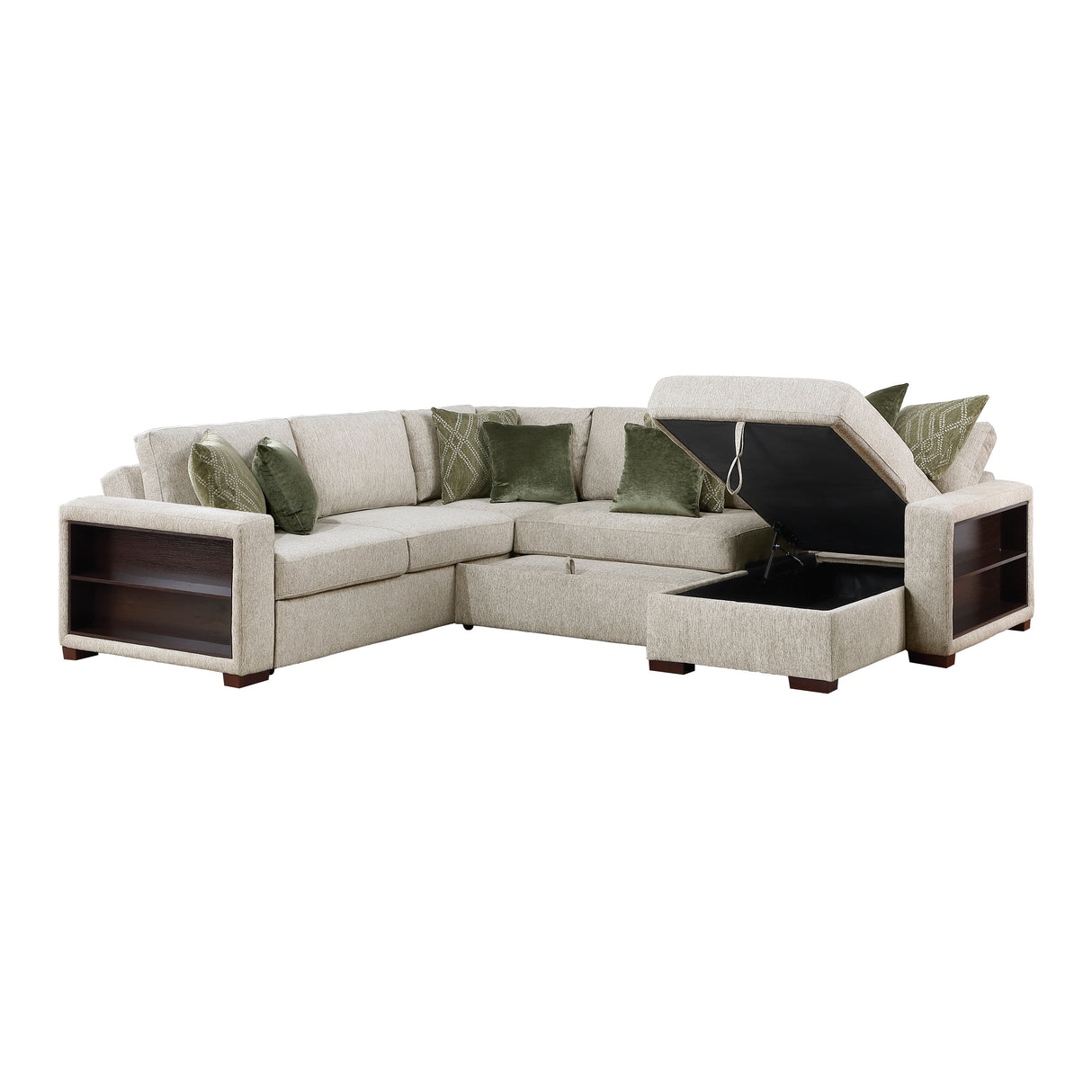 8548*5SC15ACLA2 (5)4-PIECE SECTIONAL WITH REVERSIBLE CHAISE, PULL-OUT BED, HIDDEN STORAGE AND CLICK MOTION BACK from Homelegance - Luna Furniture