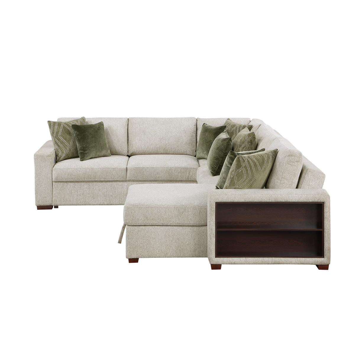 Isla Sage Sand 4-Piece L-Shaped Sleeper Sectional with Reversible Storage Chaise
