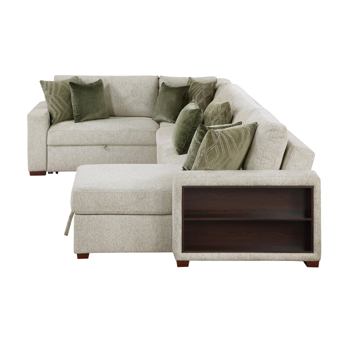 8548*5SC15ACLA2 (5)4-PIECE SECTIONAL WITH REVERSIBLE CHAISE, PULL-OUT BED, HIDDEN STORAGE AND CLICK MOTION BACK from Homelegance - Luna Furniture