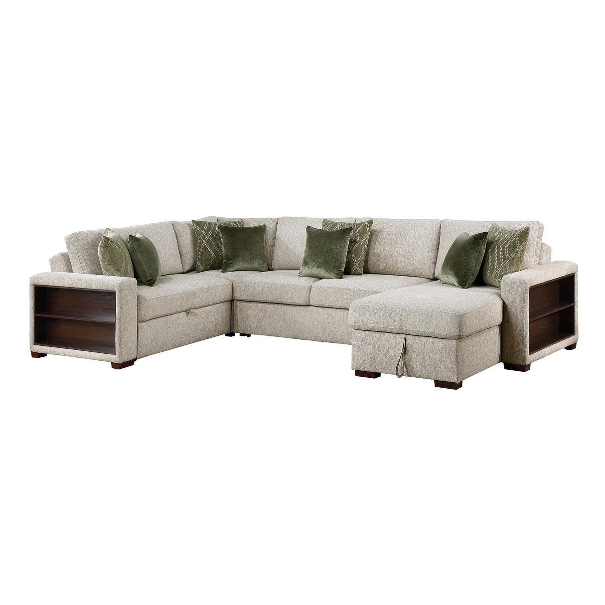 8548*5SC15ACLA2 (5)4-PIECE SECTIONAL WITH REVERSIBLE CHAISE, PULL-OUT BED, HIDDEN STORAGE AND CLICK MOTION BACK from Homelegance - Luna Furniture
