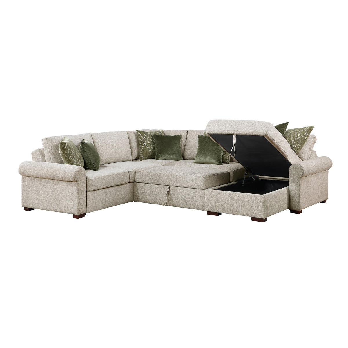 8548*5SC15ACLA4 (5)4-PIECE SECTIONAL WITH REVERSIBLE CHAISE, PULL-OUT BED, HIDDEN STORAGE AND CLICK MOTION BACK from Homelegance - Luna Furniture