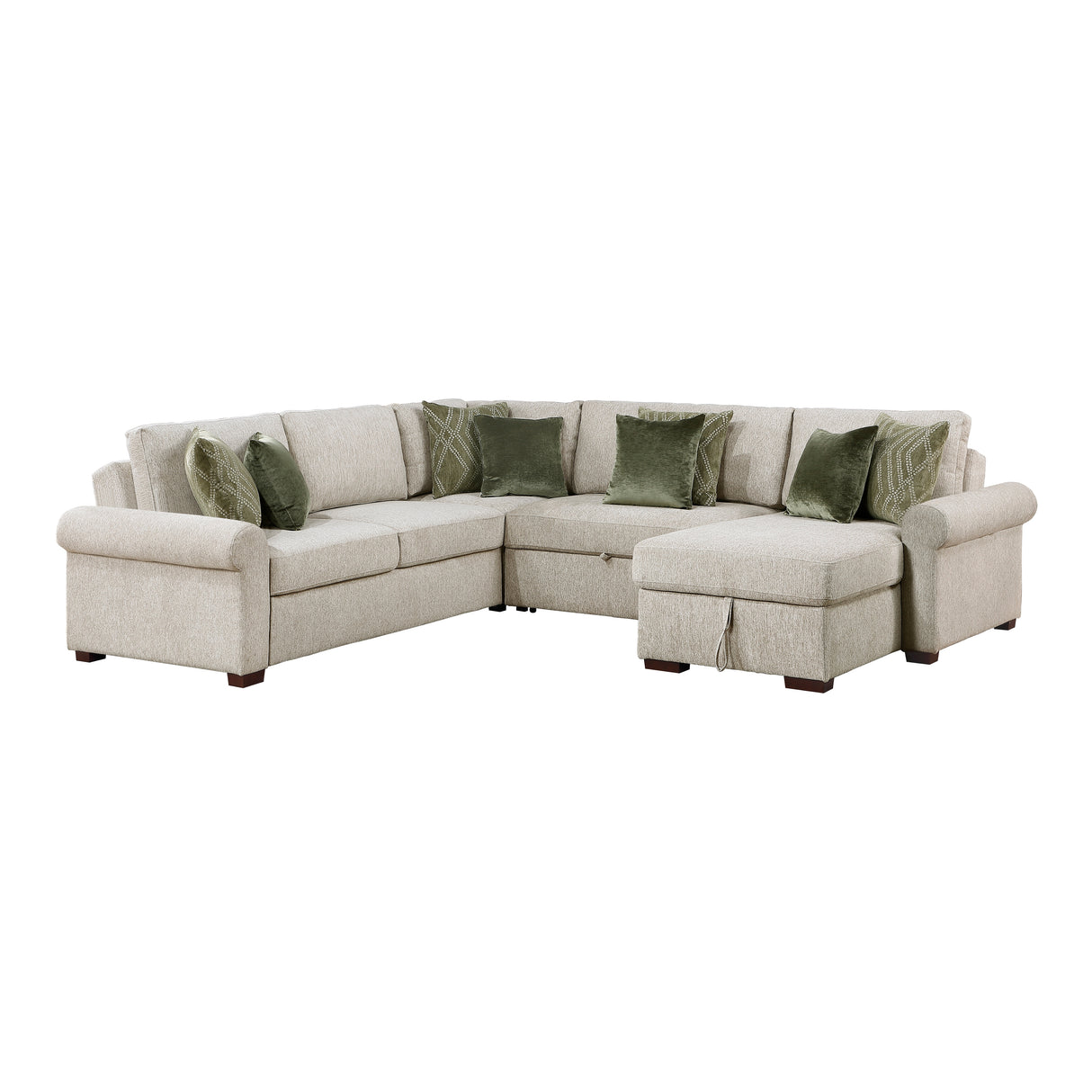 8548*5SC15ACLA4 (5)4-PIECE SECTIONAL WITH REVERSIBLE CHAISE, PULL-OUT BED, HIDDEN STORAGE AND CLICK MOTION BACK from Homelegance - Luna Furniture