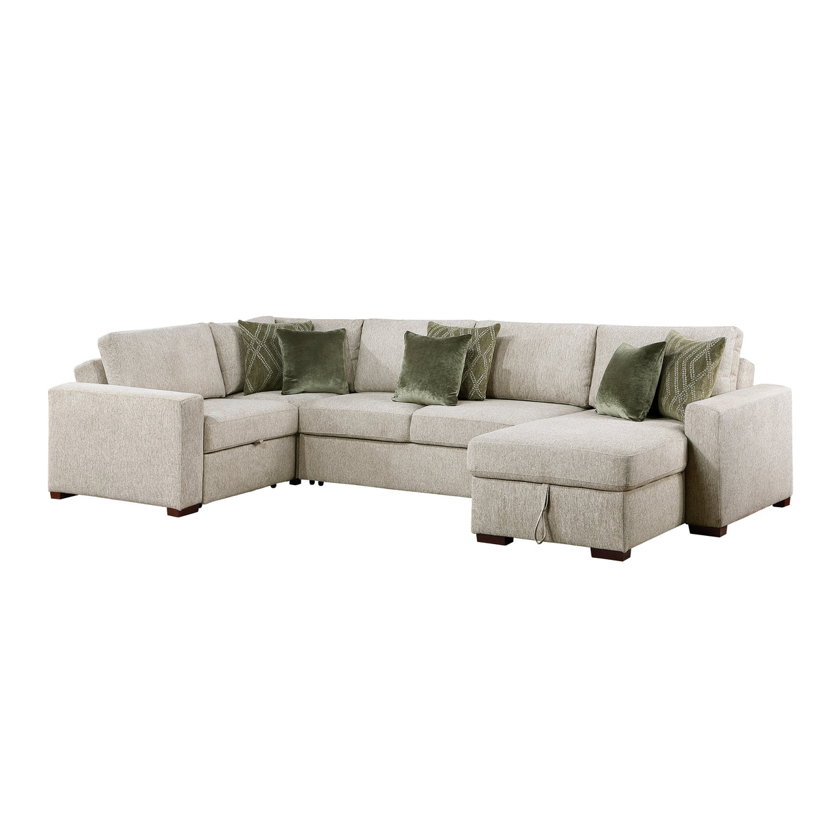 8548*5SCACCLA (5)4-PIECE SECTIONAL WITH REVERSIBLE CHAISE, PULL-OUT BED, HIDDEN STORAGE AND CLICK MOTION BACK from Homelegance - Luna Furniture
