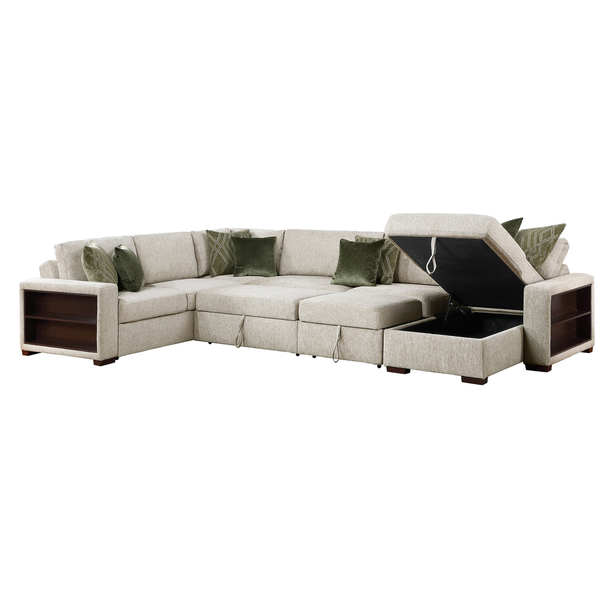 8548*6SC15ACLA2 (6)5-PIECE SECTIONAL WITH REVERSIBLE CHAISE, PULL-OUT BED, HIDDEN STORAGE AND CLICK MOTION BACK from Homelegance - Luna Furniture
