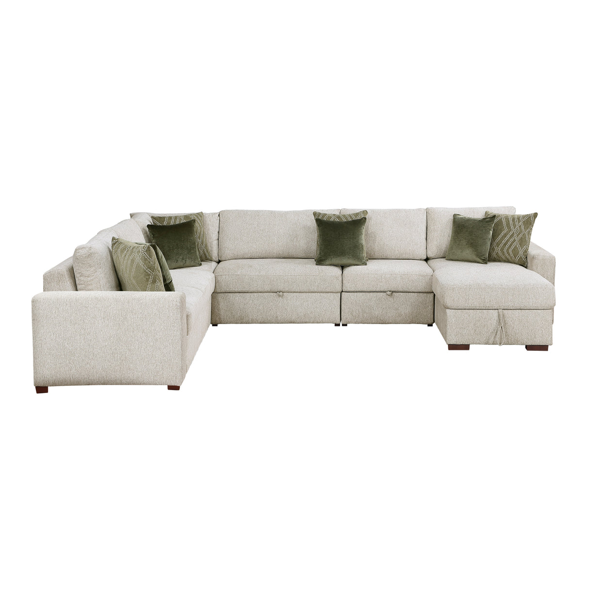 8548*6SC15ACLA (6)5-PIECE SECTIONAL WITH REVERSIBLE CHAISE, PULL-OUT BED, HIDDEN STORAGE AND CLICK MOTION BACK from Homelegance - Luna Furniture