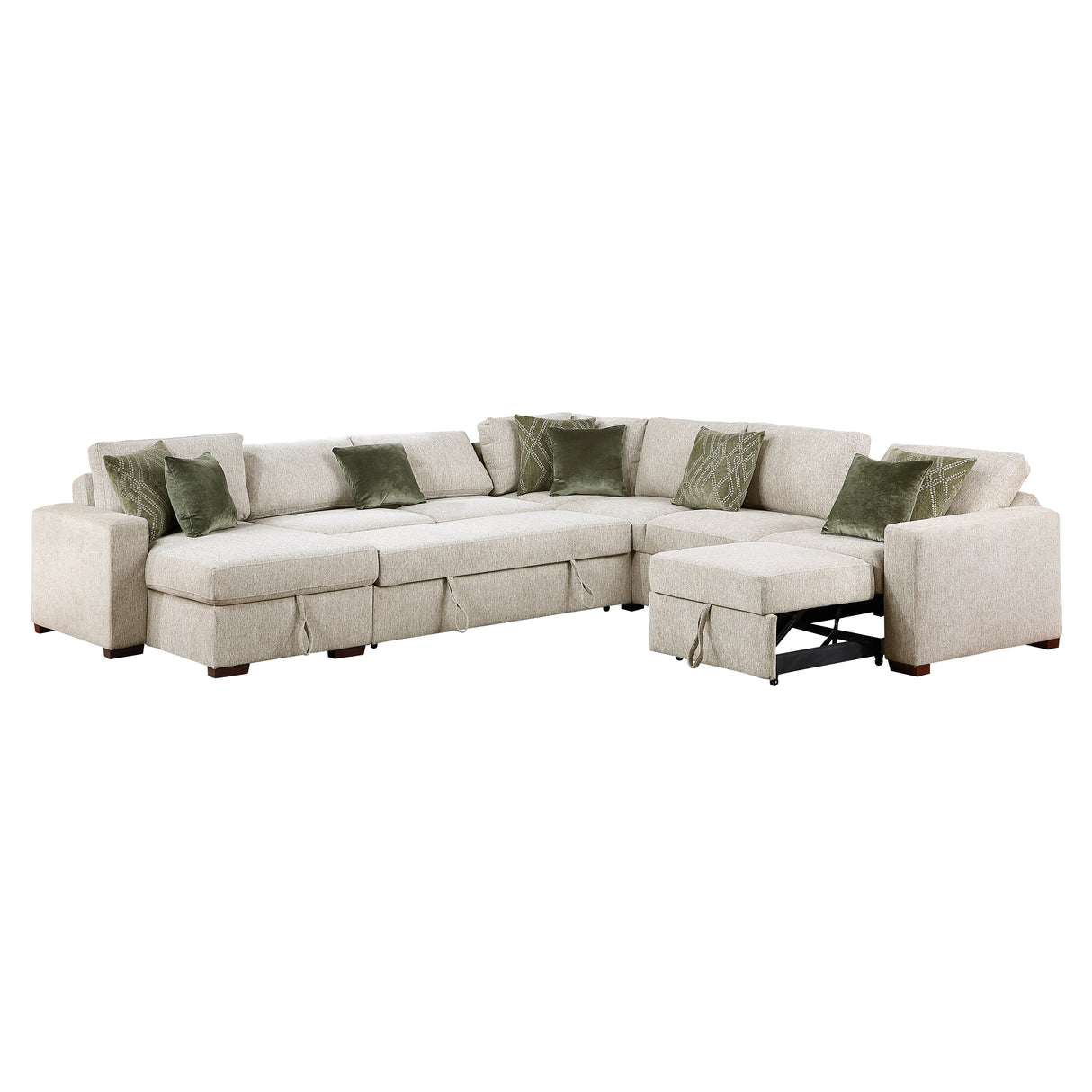 8548*6SCACCLA (6)5-PIECE SECTIONAL WITH REVERSIBLE CHAISE, PULL-OUT BED, HIDDEN STORAGE AND CLICK MOTION BACK from Homelegance - Luna Furniture