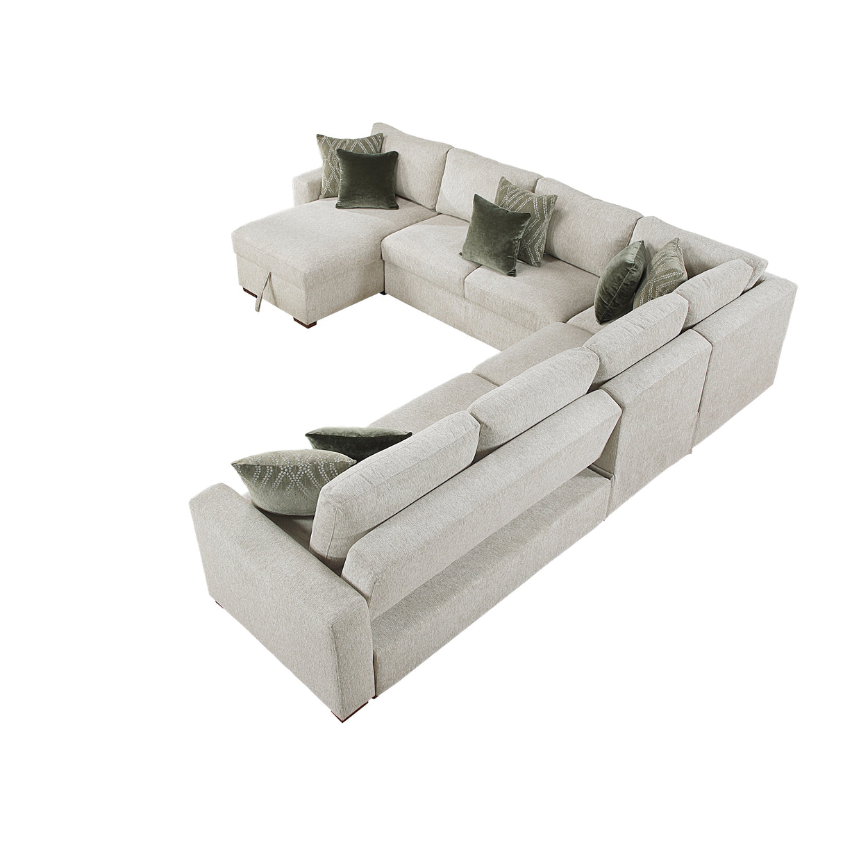 Isla Beige 5-Piece Sectional with Pull-out Bed and Click Motion Back