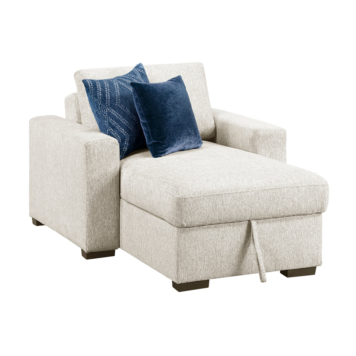 Isla Beige Chaise Lounge with Arms and Hidden Storage, Click Motion Back from Homelegance - Luna Furniture