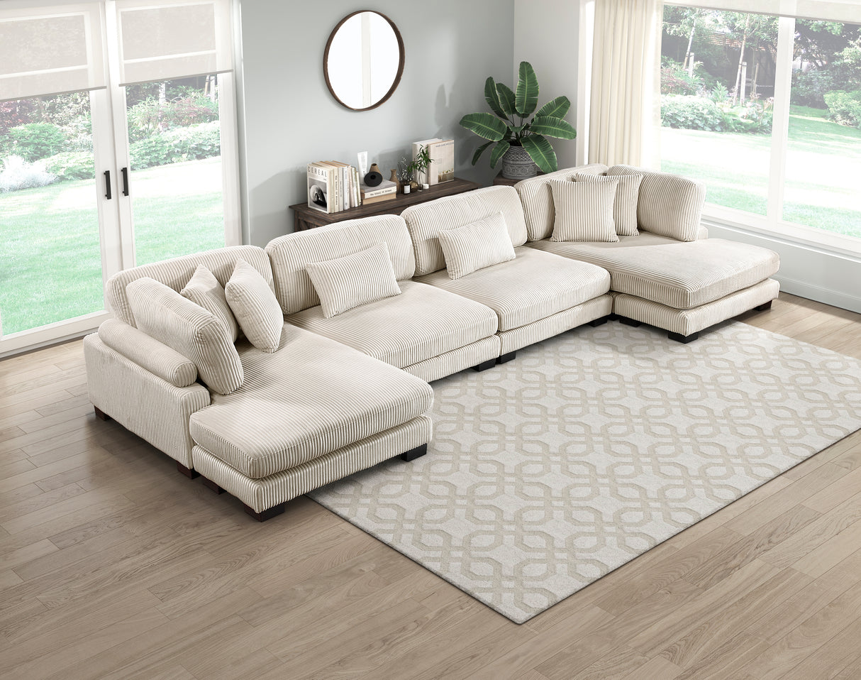 Traverse Beige Corduroy Armless Chair from Homelegance - Luna Furniture