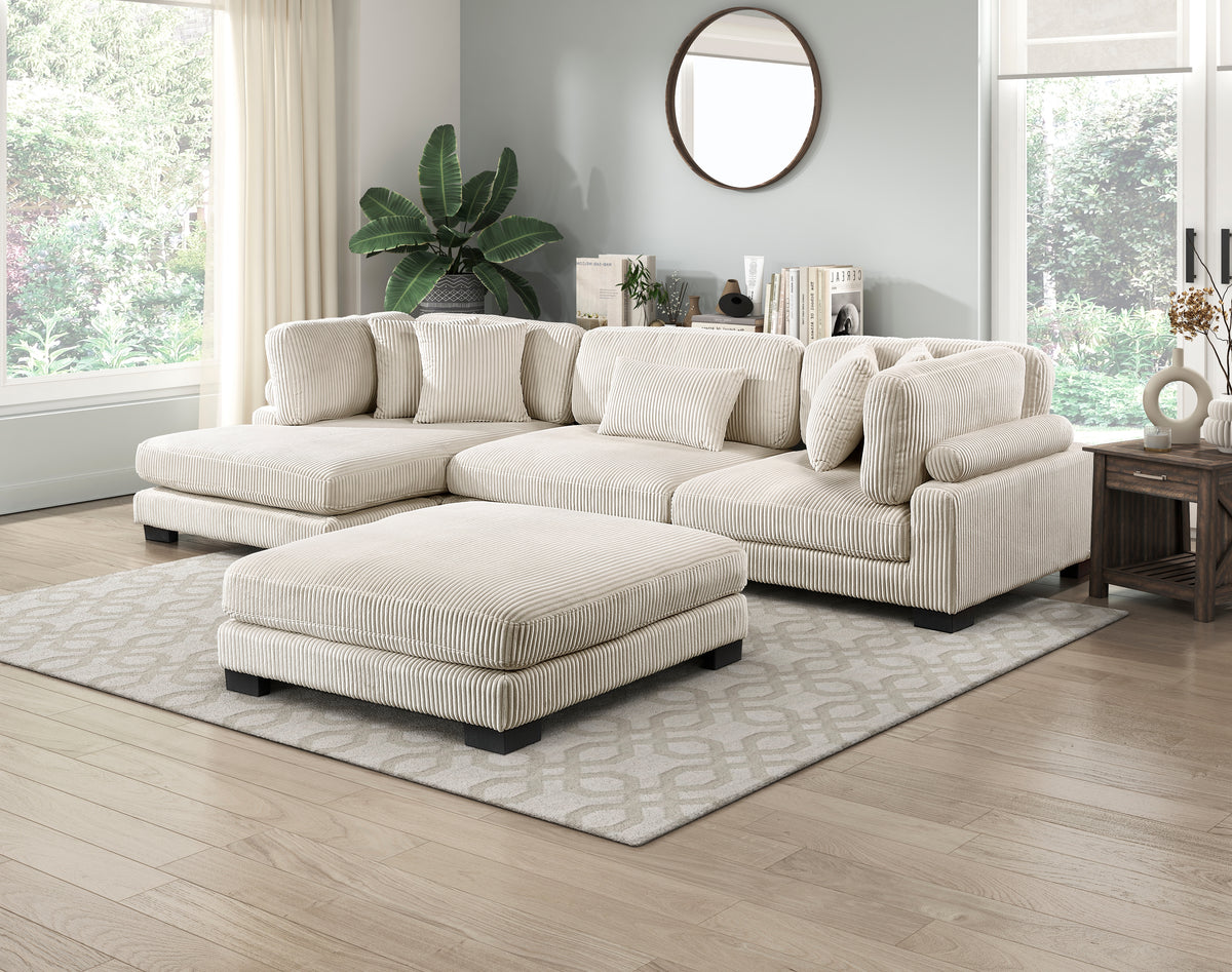 Traverse Beige Corduroy Corner Seat from Homelegance - Luna Furniture