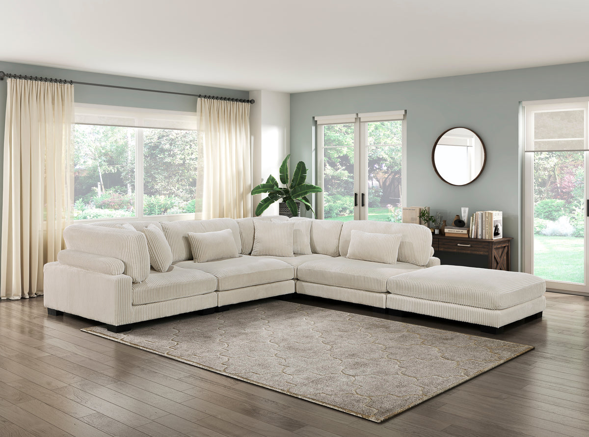 Traverse Beige Corduroy Corner Seat from Homelegance - Luna Furniture