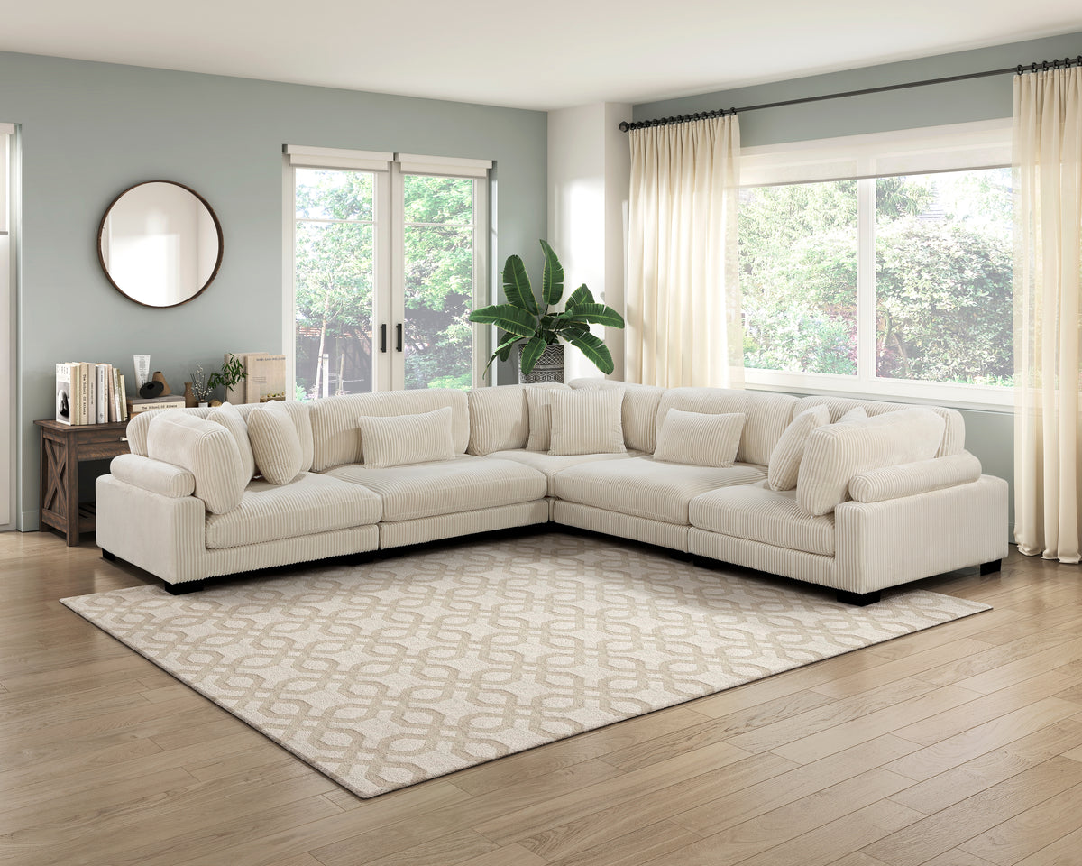 Traverse Beige Corduroy Corner Seat from Homelegance - Luna Furniture