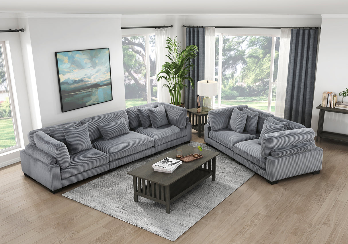 Traverse Gray Corduroy Armless Chair from Homelegance - Luna Furniture