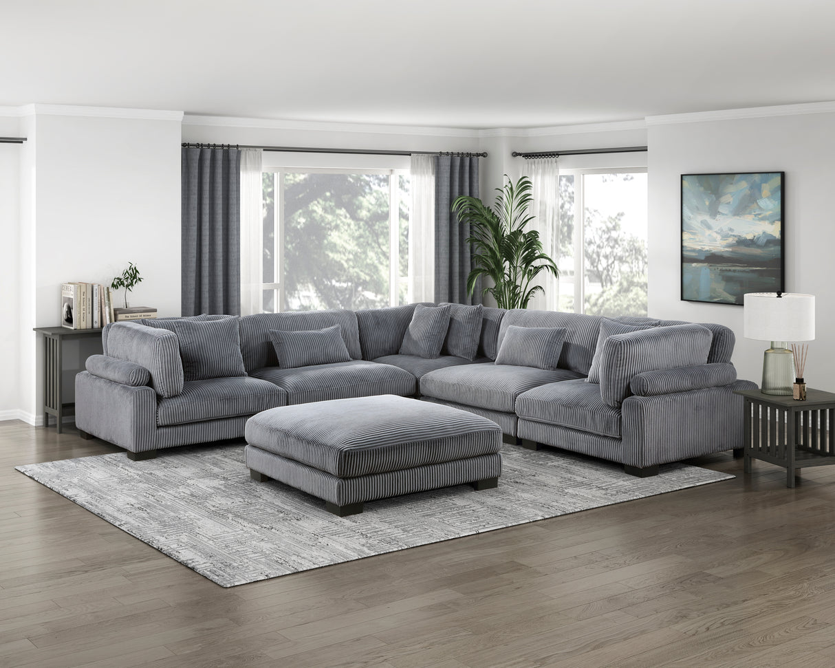Traverse Gray Corduroy Armless Chair from Homelegance - Luna Furniture