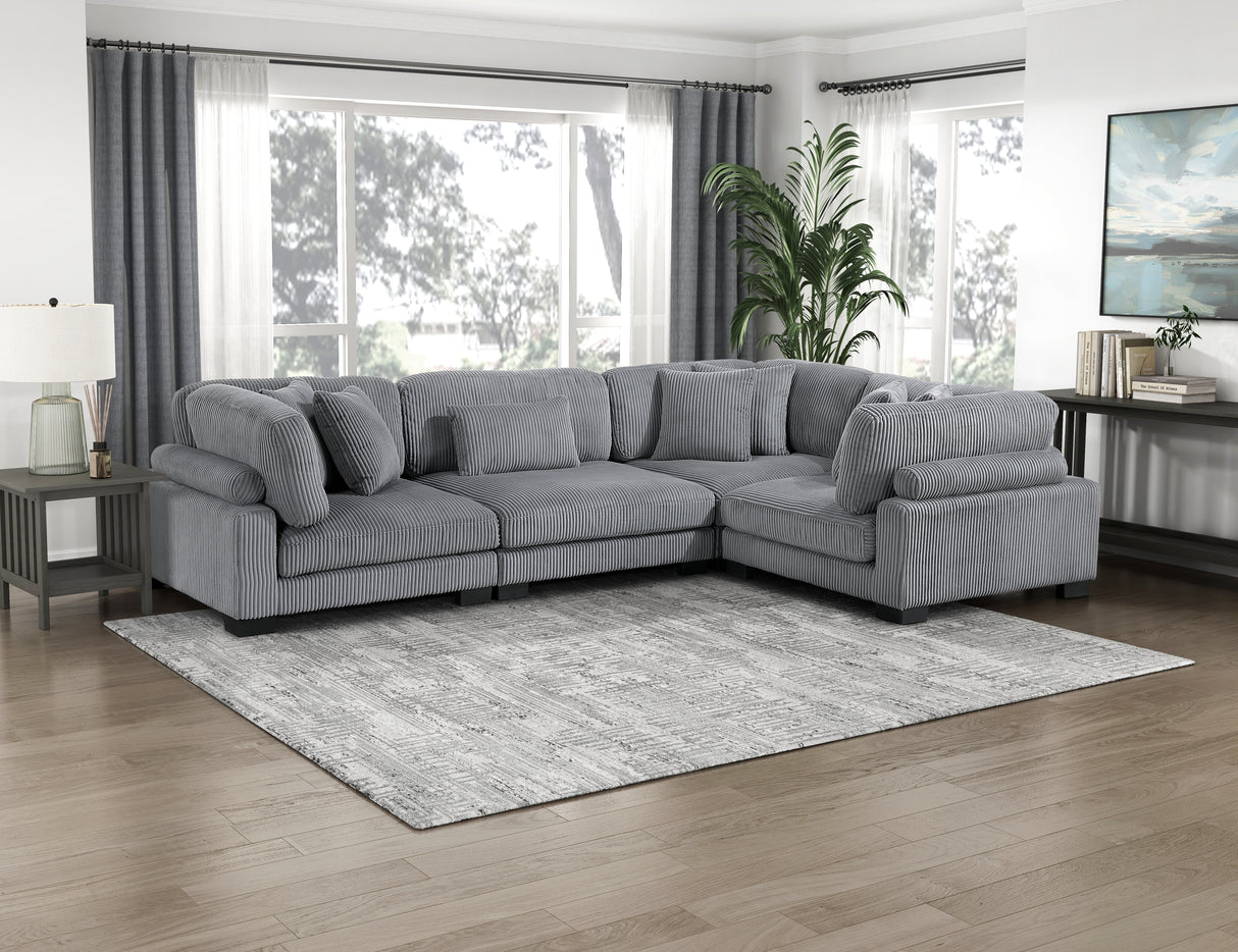 Traverse Gray Corduroy Armless Chair from Homelegance - Luna Furniture