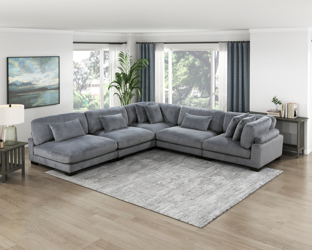 Traverse Gray Corduroy Armless Chair from Homelegance - Luna Furniture