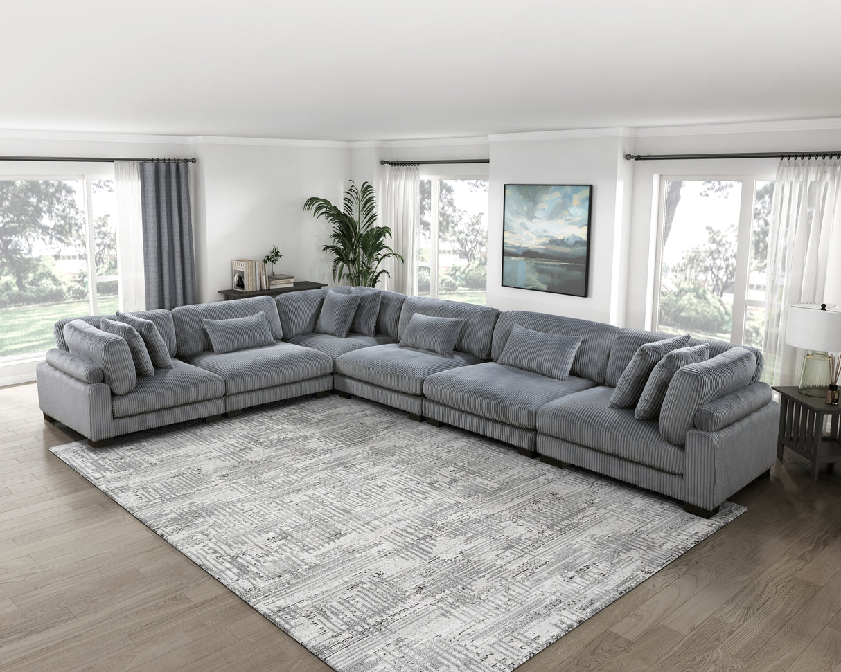 Traverse Gray Corduroy Armless Chair from Homelegance - Luna Furniture