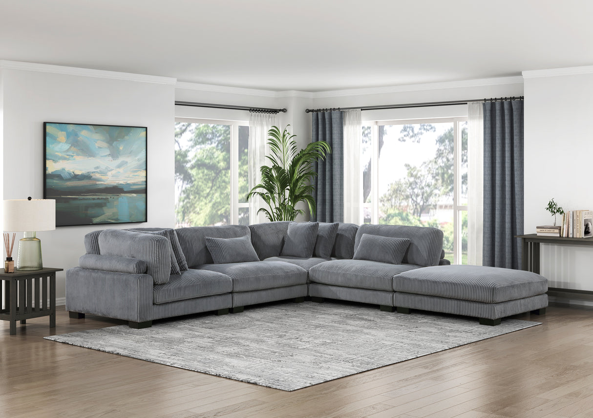 Traverse Gray Corduroy Armless Chair from Homelegance - Luna Furniture